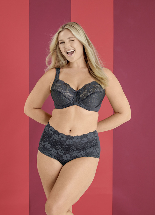 Slips - Miss Mary Miederslip mit unterlegter Elastikspitze im Vorderteil, in Größe 038 bis 056, in Farbe GRAFIT Ansicht 2