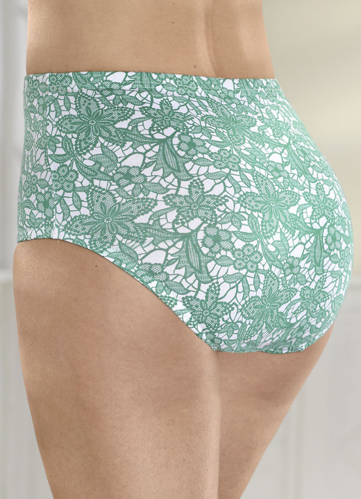 Slips - Viererpack Slips mit hübschem Druckdessin Ansicht 2 Slips - Viererpack Slips mit hübschem Druckdessin, in Größe 038 bis 052, in Farbe GRÜN-WEISS Ansicht 2