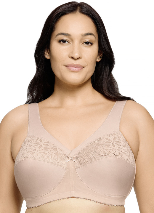 Soft-BH - Glamorise Stütz-BH mit Stickereispitze, in Größe 080 bis 130, in Cup I, in Farbe BEIGE Ansicht 1