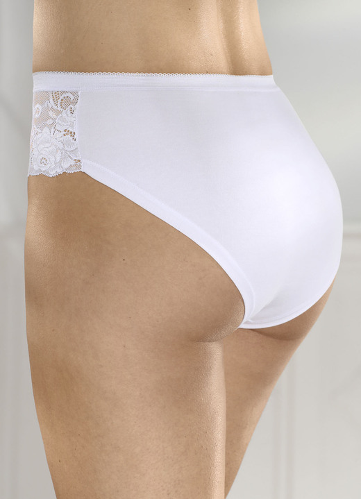 - Laurina Viererpack Slips mit Elastikspitze, in Größe 036 bis 050, in Farbe WEISS Ansicht 2