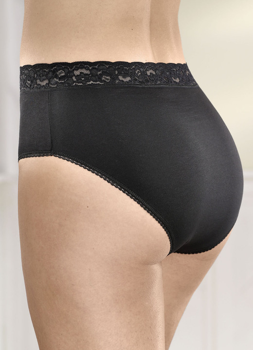 Slips - Viererpack Slips mit elastischem Spitzenbund, in Größe 036 bis 052, in Farbe 2X SCHWARZ, 2X WEISS Ansicht 2