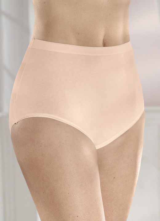 Slips - brio lingerie Fünferpack Slips mit elastischen Abschlüssen, in Größe 040 bis 058, in Farbe PUDER Ansicht 1