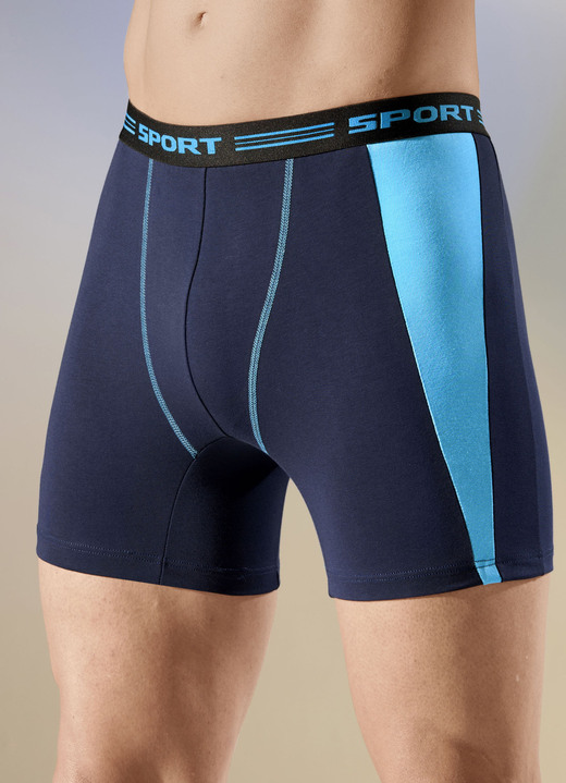 Pants & Boxershorts - Viererpack Pants mit Elastikbund, in Größe 005 bis 011, in Farbe 2X MARINE-TÜRKIS, 2X UNI MARINE