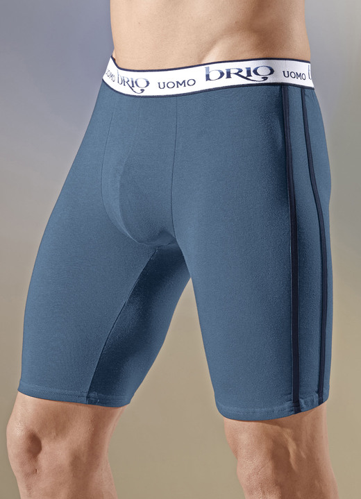Pants & Boxershorts - Dreierpack Longpants mit Elastikbund und Kontrastpaspeln, in Größe 004 bis 010, in Farbe 2X NAVY, 1X PETROL Ansicht 2