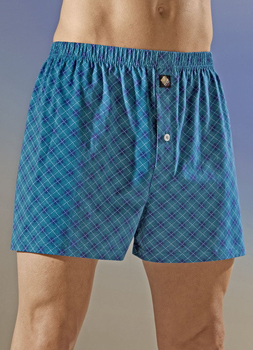 Pants & Boxershorts - Viererpack Boxershorts mit Karodessin, in Größe 005 bis 016, in Farbe 2X PETROL-MARINE, 2X MARINE-PETROL