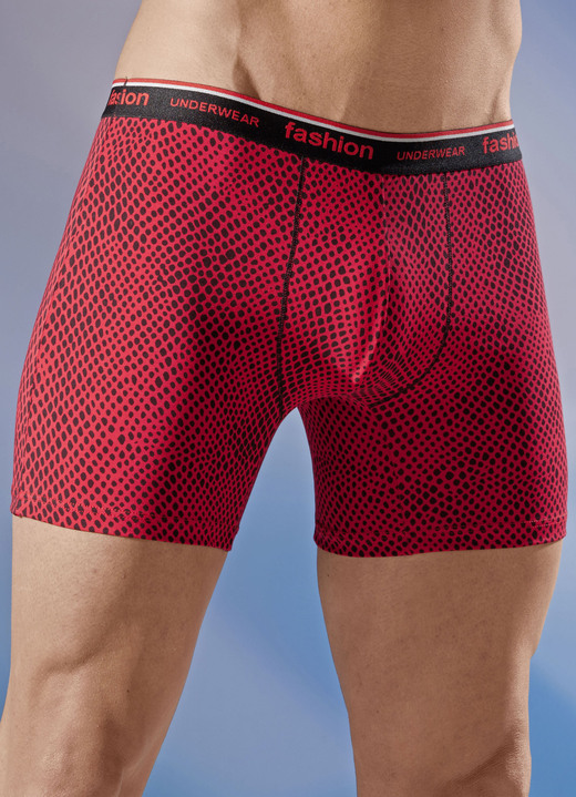 Pants & Boxershorts - Viererpack Pants mit Elastikbund, in Größe 005 bis 011, in Farbe 2X ROT-SCHWARZ, 2X UNI SCHWARZ