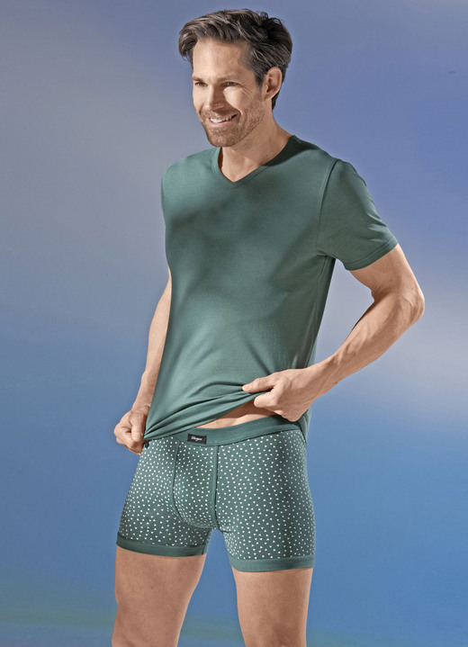 Slips & Unterhosen - Dreierpack Unterhosen, allover dessiniert, in Größe 005 bis 011, in Farbe 2X GRÜN-WEISS, 1X MARINE-WEISS