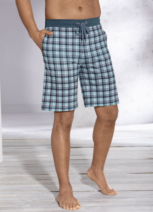 Shortys - Zweierpack Schlaf- und Freizeithosen mit Durchzugband und Seitentaschen, in Größe 046 bis 062, in Farbe 1X MARINE KARIERT, 1X MARINE Ansicht 3