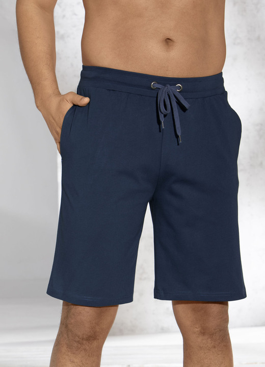 Shortys - Zweierpack Schlaf- und Freizeithosen mit Durchzugband und Seitentaschen, in Größe 046 bis 062, in Farbe 1X MARINE KARIERT, 1X MARINE Ansicht 2