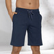 Shortys - Zweierpack Schlaf- und Freizeithosen mit Durchzugband und Seitentaschen – Farbe 1X MARINE KARIERT, 1X MARINE – Ansicht 2 Shortys - Zweierpack Schlaf- und Freizeithosen mit Durchzugband und Seitentaschen, in Größe 046 bis 062, in Farbe 1X PETROL KARIERT, 1X PETROL – Farbe 1X MARINE KARIERT, 1X MARINE – Ansicht 2