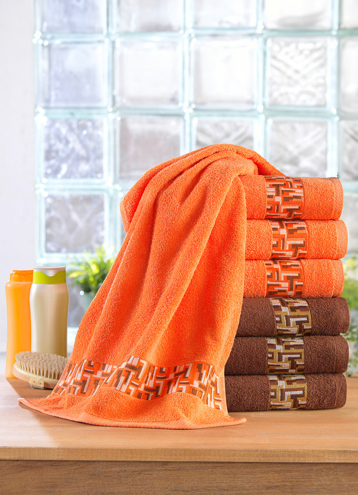 Frottier Handtücher - Frottier-Serie mit Jacquard-Bordüre, in Größe 200 (1 Handtuch, 50/100 cm) bis 205 (5-teiliges Sparset), in Farbe KARIBIKGRÜN Ansicht 2