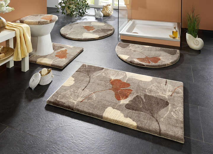 Badgarnituren - Badgarnitur, auch besonders für Rollstuhl und Rollator geeignet, in Größe 100 (Vorleger halbrund, 50/ 80 cm) bis 112 (WC-Deckelbezug, 47/ 50 cm), in Farbe GRÜN-GRAU Ansicht 3