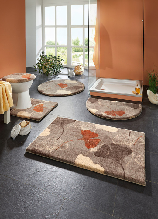 Badgarnituren - Badgarnitur, auch besonders für Rollstuhl und Rollator geeignet, in Größe 100 (Vorleger halbrund, 50/ 80 cm) bis 112 (WC-Deckelbezug, 47/ 50 cm), in Farbe GRÜN-GRAU Ansicht 2