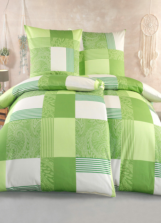 - Kuschelige Bettwäsche-Garnitur, in Größe 112 (80/80 cm + 135/200 cm) bis 115 (80/80 cm + 155/220 cm), in Farbe GRÜN