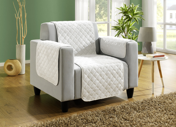 Sessel- & Sofaüberwürfe - Couch- und Sesselschoner mit Anti-Rutsch-Beschichtung, in Größe 101 (Sesselschoner, 50x150 cm) bis 865 (2 Armlehnenschoner, 50x 70 cm), in Farbe BEIGE Ansicht 2