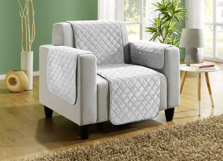 Sessel- & Sofaüberwürfe - Couch- und Sesselschoner mit Anti-Rutsch-Beschichtung, in Größe 101 (Sesselschoner, 50x150 cm) bis 865 (2 Armlehnenschoner, 50x 70 cm), in Farbe BEIGE Ansicht 8