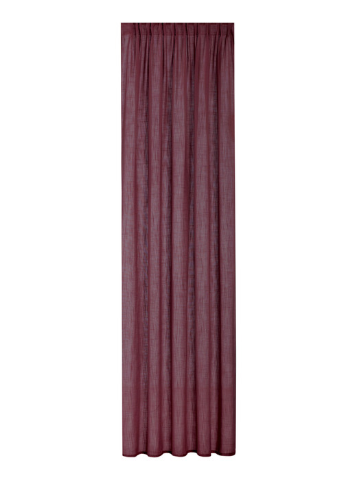 Klassisch - Halbtransparente Übergardine in Leinenoptik, in Größe 160 (H160xB140 cm) bis 456 (H245xB140 cm), in Farbe ROT, in Ausführung Mit Multifunktionsband Ansicht 1