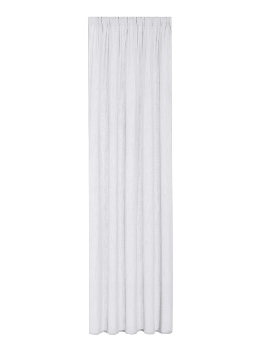 Klassisch - Halbtransparente Übergardine in Leinenoptik, in Größe 160 (H160xB140 cm) bis 456 (H245xB140 cm), in Farbe WEISS, in Ausführung Mit Metallösen Ansicht 1