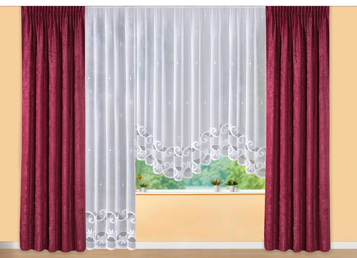 Klassisch - Thermo-Chenille-Verdunkelungsschal mit Multifunktionsband Ansicht 2 Klassisch - Thermo-Chenille-Verdunkelungsschal mit Multifunktionsband, in Größe 365 (H145xB135 cm) bis 456 (H245xB135 cm), in Farbe BORDEAUX Ansicht 2