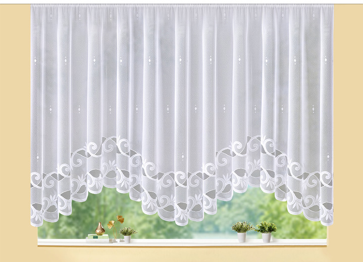 Klassisch - Leichter Bogen-Store mit Automatikfaltenband Ansicht 2 Klassisch - Leichter Bogen-Store mit Automatikfaltenband, in Größe 136 (H105xB300 cm) bis 165 (H145xB600 cm), in Farbe WEISS Ansicht 2