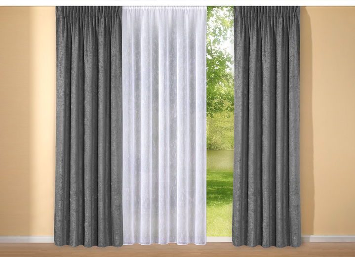 Klassisch - Flammgarn-Store mit Automatikfaltenband, in Größe 140 (H120xB300 cm) bis 298 (H245xB600 cm), in Farbe WEISS Ansicht 3