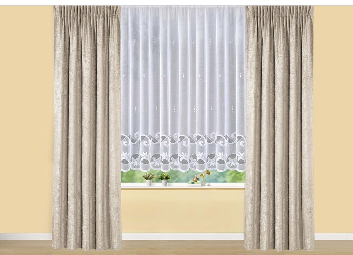 Klassisch - Leichter Blumenfenster-Store mit Automatikfaltenband Ansicht 3 Klassisch - Leichter Blumenfenster-Store mit Automatikfaltenband, in Größe 140 (H120xB300 cm) bis 181 (H175xB600 cm), in Farbe WEISS Ansicht 3