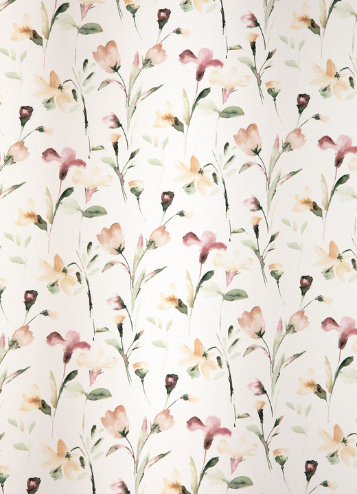 Klassisch - Übergardine mit Blumen-Dessin und Universalschienenband, in Größe 358 (H145xB140 cm) bis 456 (H245xB140 cm), in Farbe NATUR Ansicht 2