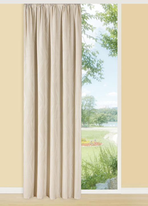 Klassisch - Übergardine mit Universalschienenband, in Größe 341 (H125xB 70 cm) bis 458 (H245xB145 cm), in Farbe CREME Ansicht 1