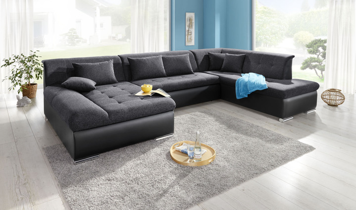 Polsterecken - Wohnlandschaft mit Bettfunktion, in Farbe WEISS-SILBER Ansicht 4