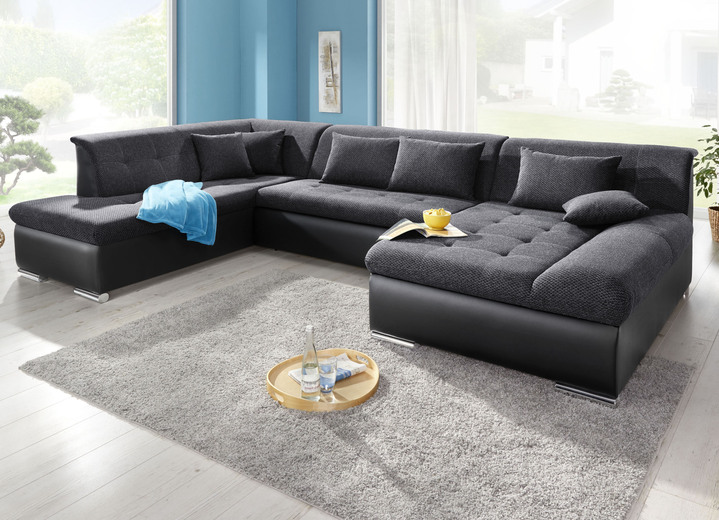 Polsterecken - Wohnlandschaft mit Bettfunktion, in Farbe WEISS-SILBER Ansicht 16