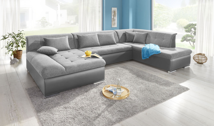 Polsterecken - Wohnlandschaft mit Bettfunktion, in Farbe WEISS-SILBER Ansicht 13