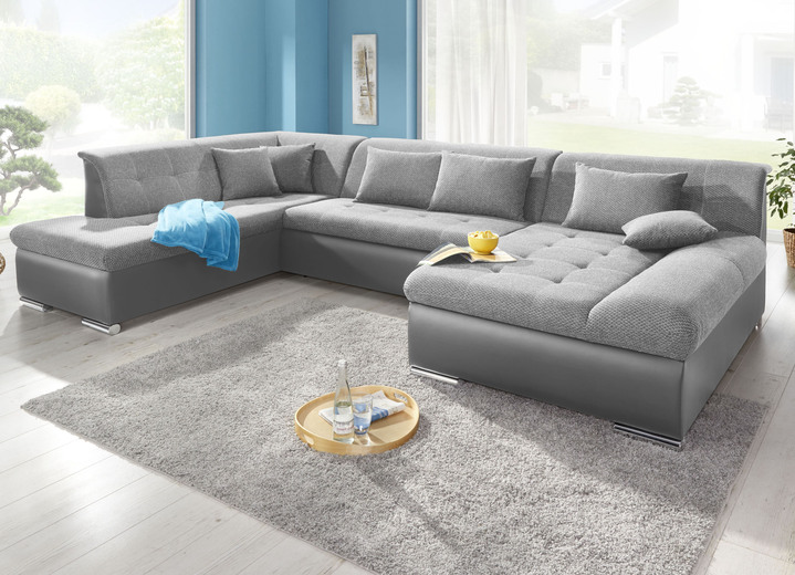 Polsterecken - Wohnlandschaft mit Bettfunktion, in Farbe WEISS-SILBER Ansicht 22