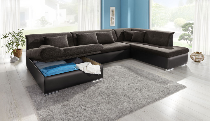 Polsterecken - Wohnlandschaft mit Bettfunktion, in Farbe WEISS-SILBER Ansicht 11