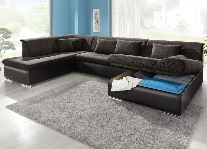 Polsterecken - Wohnlandschaft mit Bettfunktion, in Farbe WEISS-SILBER Ansicht 20