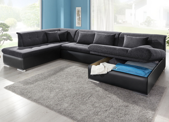 Polsterecken - Wohnlandschaft mit Bettfunktion, in Farbe WEISS-SILBER Ansicht 17