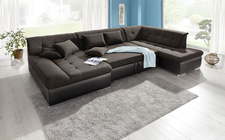 Polsterecken - Wohnlandschaft mit Bettfunktion, in Farbe WEISS-SILBER Ansicht 12