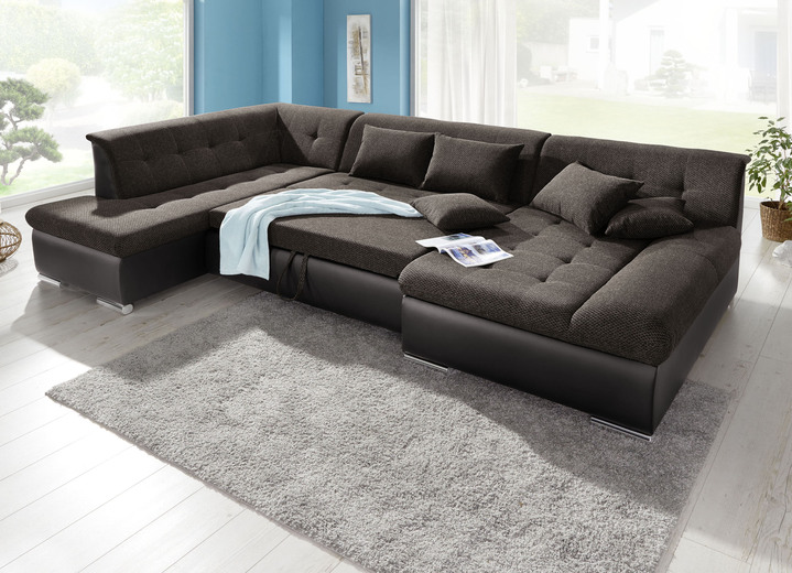 Polsterecken - Wohnlandschaft mit Bettfunktion, in Farbe WEISS-SILBER Ansicht 21