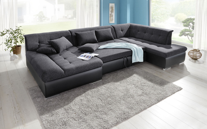 Polsterecken - Wohnlandschaft mit Bettfunktion, in Farbe WEISS-SILBER Ansicht 6