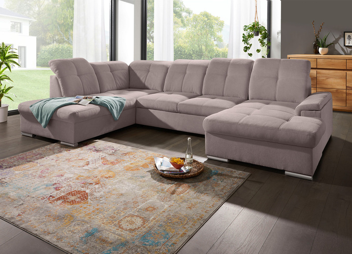 - Wohnlandschaft mit Bettfunktion und Bettkasten, in Farbe TAUPE Ansicht 1
