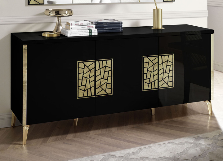 Sideboards - Sideboad mit hochglänzenden Oberflächen, in Farbe SCHWARZ-GOLD