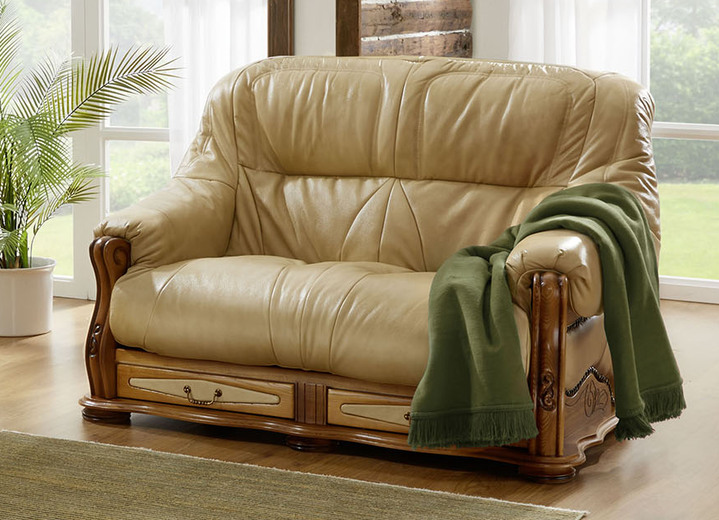 Polstergruppen - Italienische Polstermöbel mit Bezug aus echtem Leder, in Farbe GRÜN, in Ausführung Sessel Ansicht 11