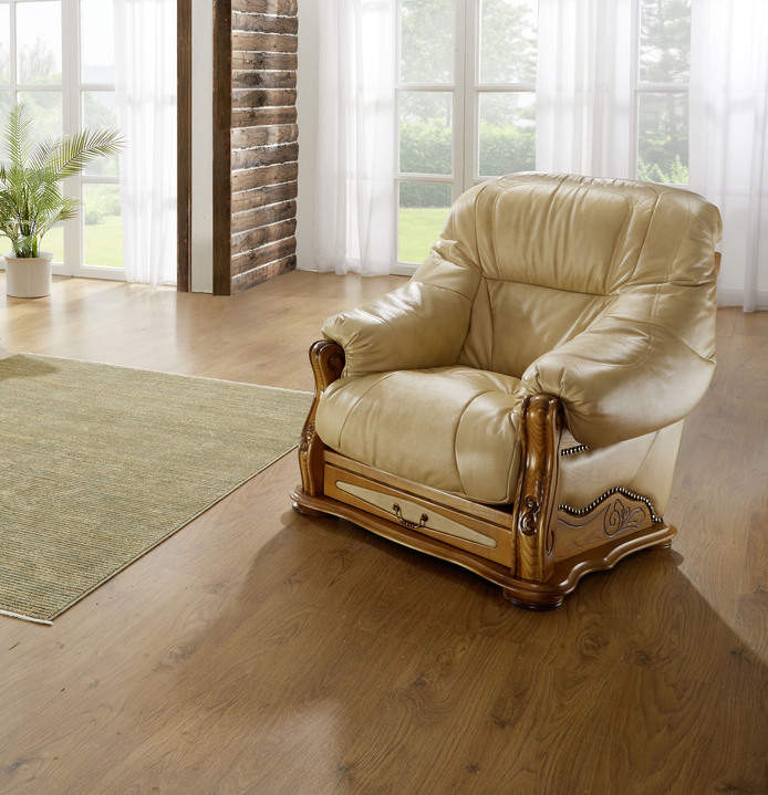 Polstergruppen - Italienische Polstermöbel mit Bezug aus echtem Leder, in Farbe GRÜN, in Ausführung Sessel Ansicht 2