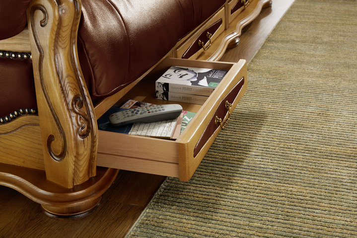 Polstergruppen - Italienische Polstermöbel mit Bezug aus echtem Leder, in Farbe GRÜN, in Ausführung Sessel Ansicht 6