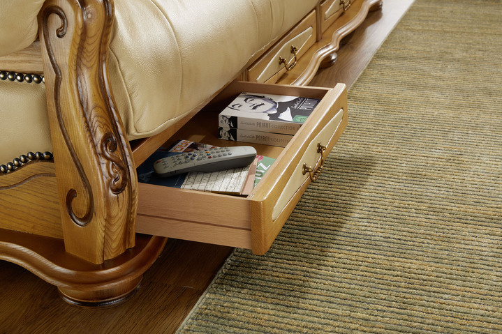 Polstergruppen - Italienische Polstermöbel mit Bezug aus echtem Leder, in Farbe GRÜN, in Ausführung Sessel Ansicht 3