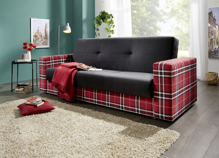 - Klick-Klack-Schlafsofa, in Farbe ROT KARIERT-SCHWARZ