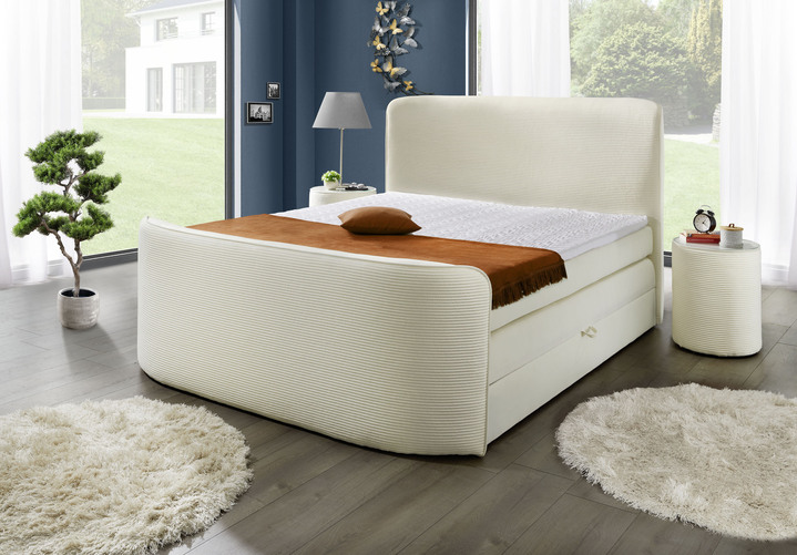 Boxspringbetten - Boxspringbett mit Kaltschaum-Topper, in Farbe CREME Ansicht 1