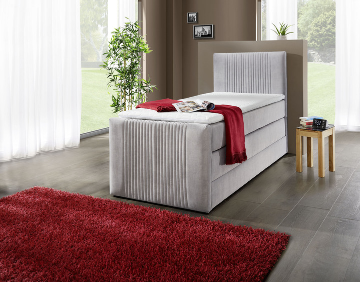 - Boxspringbett mit Bettkasten, in Farbe HELLGRAU