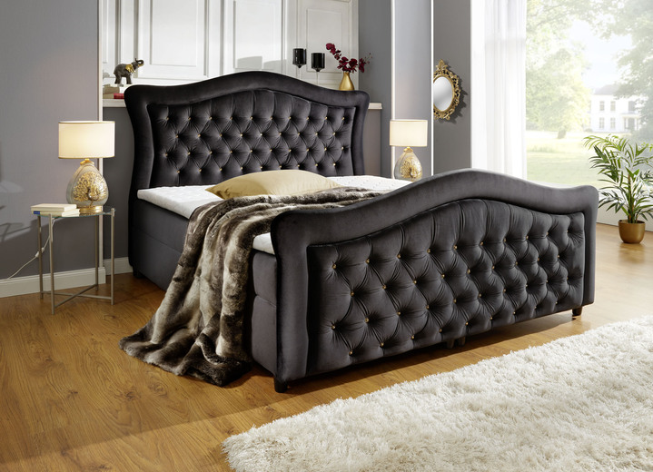 Boxspringbetten - Boxspringbett mit gepolsterten Kopf- und Fußteil, in Farbe BEIGE Ansicht 3