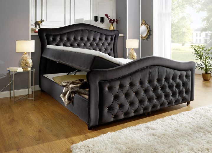 Boxspringbetten - Boxspringbett mit gepolsterten Kopf- und Fußteil, in Farbe BEIGE Ansicht 4