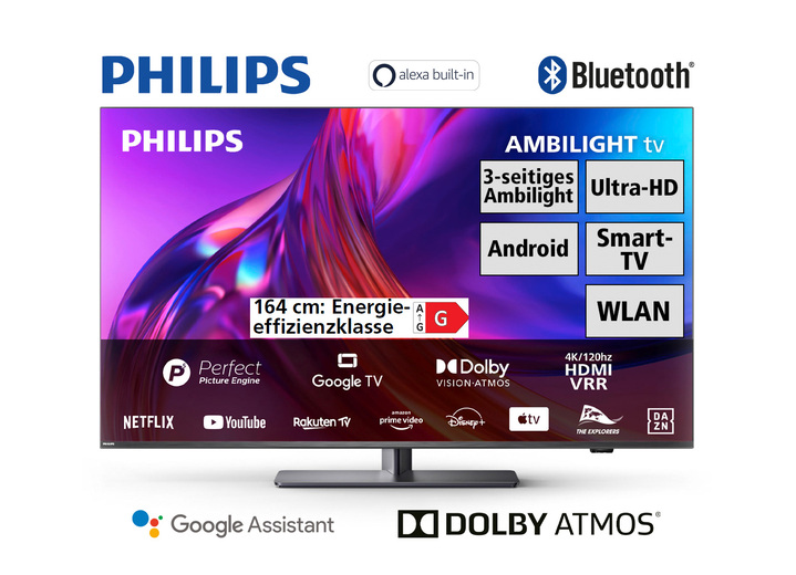 Fernseher - Philips PUS8808/12 4K-Ultra-HD-LED-Fernseher, in Farbe SILBER Ansicht 1
